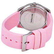 Guess G-Twist Diamonds Silver Dial Pink Rubber Strap Watch for Women - W1240L1