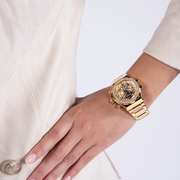 Guess Fusion Chronograph Gold Dial Gold Steel Strap Watch for Women - GW0552L2