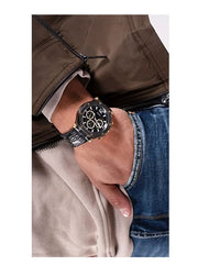 Guess Edge Chronograph Black Dial Black Leather Strap Watch For Men - GW0492G1