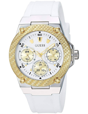 Guess Zena Analog White Dial White Rubber Strap Watch For Women - W1094L1