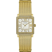 Guess White Dial Gold Mesh Bracelet Watch For Women - W0826L2