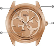 Guess G-Twist Rose Gold Dial Rose Gold Steel Strap Watch for Women - W1082L3