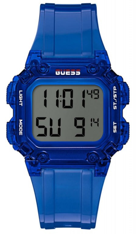 Guess Stealth Blue Dial Blue Rubber Strap Watch for Men - GW0270G3