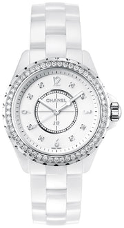 Chanel J12 Quartz Diamonds White Dial White Steel Strap Watch for Women - J12 H3110
