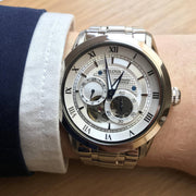 Bulova BVA Series Dual Aperture Silver Dial Silver Steel Strap Watch for Men - 96A118