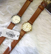 Marc Jacobs Baker White Dial Brown Leather Strap Watch for Women - MBM1270