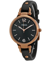 Fossil Georgia Smoke Grey Dial Grey Leather Strap Watch for Women - ES3077
