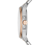 Fossil Townsman Automatic Skeleton White Dial Two Tone Steel Strap Watch for Men - ME3075