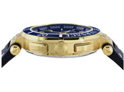 Versace V-Race Multifunction Chronograph Blue Dial Blue Leather Strap Watch For Men - VEBV00219