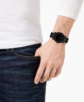 Movado Bold Black Dial Black Leather Strap Watch For Men - 3600306