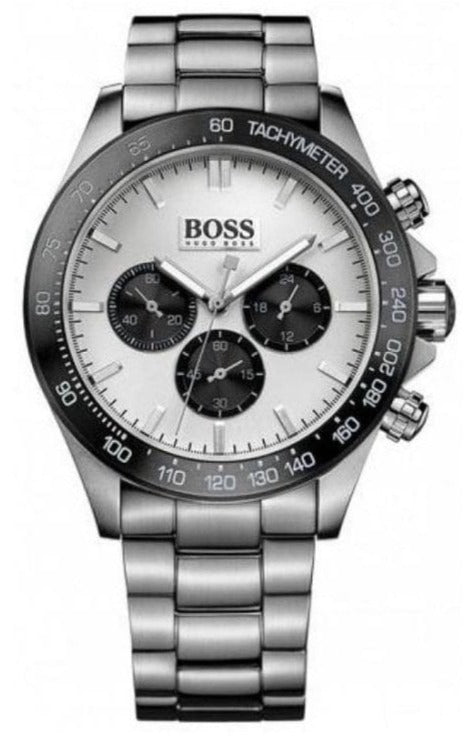 Hugo Boss Ikon Chronograph Silver Dial Silver Steel Strap Watch for Men - 1512964