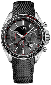 Hugo Boss Driver Chronograph Black Dial Black Leather Strap Watch for Men -1513087