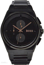 Hugo Boss Steer Chronorgaph Black Dial Black Steel Strap Watch For Men - 1514068