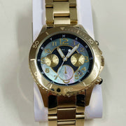 Marc Jacobs Rock Chronograph Green Dial Gold Steel Strap Watch for Women - MBM3252