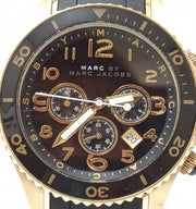 Marc Jacobs Rock Chronograph Black Dial Black Silicone Strap Watch for Women - MBM2552