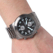Marc Jacobs Larry Chronograph Black Dial Silver Steel Strap Watch for Men - MBM5050