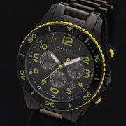 Marc Jacobs Rock Chronograph Black Dial Black Steel Strap Watch for Men - MBM5026
