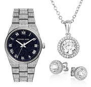 Michael Kors Channing Diamonds Black Dial Silver Steel Strap Watch for Women - MK6089