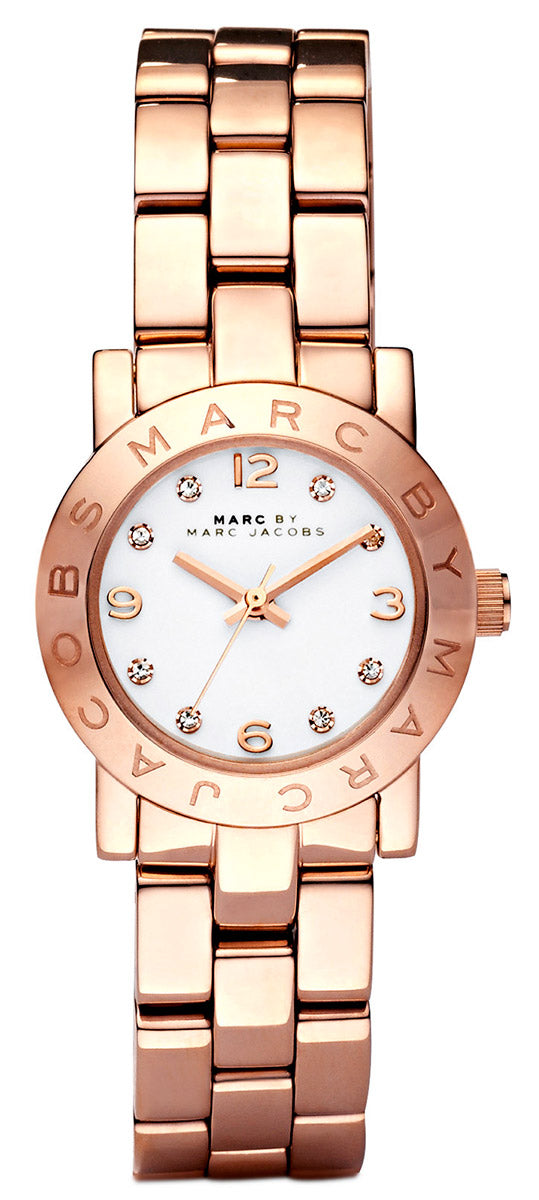 Marc Jacobs Mini Amy White Dial Rose Gold Steel Strap Watch for Women - MBM3078