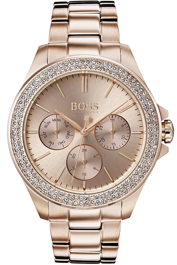 Hugo Boss Premiere Rose Gold Dial Rose Gold Steel Strap Watch for Women - 1502443