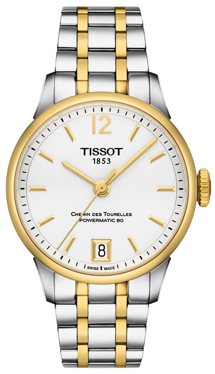 Tissot Chemin Des Tourelles Powermatic 80 Lady Silver Dial Two Tone Steel Strap Watch For Women - T099.207.22.037.00