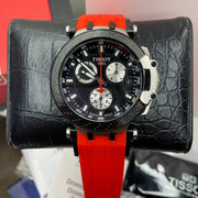Tissot T Race Chronograph Black Dial Red Silicone Strap Watch For Men - T115.417.27.051.00