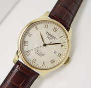 Tissot Le Locle Automatic Gold Dial Brown Leather Strap Watch For Men - T41.5.413.73