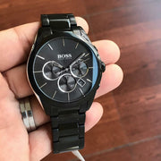 Hugo Boss Onyx Black Dial Black Steel Strap Watch for Men - 1513365