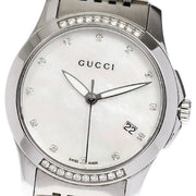 Gucci G Timeless Diamonds Mother of Pearl Dial Silver Steel Strap Watch For Women - YA126510