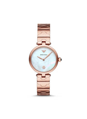 Emporio Armani Arianna White Mother of Pearl Dial Rose Gold Steel Strap Watch For Women - AR11236