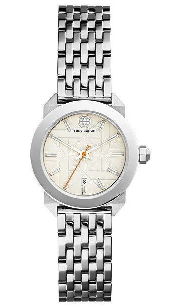 Tory Burch Whitney Ivory White Dial Silver Steel Strap Watch for Women - TBW8001