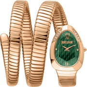 Just Cavalli Glam Evo 9 Green Dial Rose Gold Steel Strap Watch for Women - JC1L224M0055