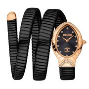 Just Cavalli Classico Lungo Black Dial Black Steel Strap Watch for Women - JC1L248M0085