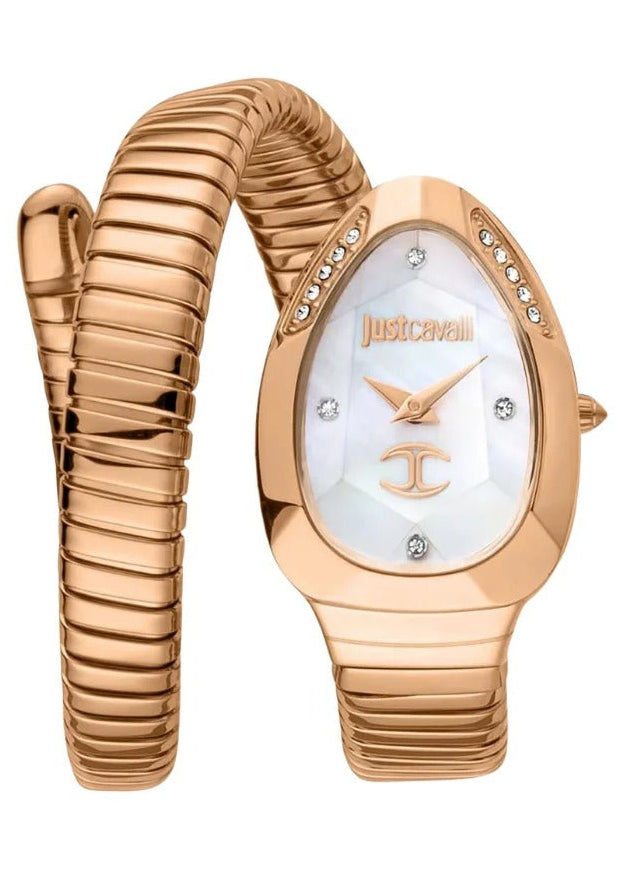 Just Cavalli Glam Evo 4 Mother of Pearl Dial Rose Gold Steel Strap Watch for Women - JC1L229M0045