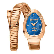 Just Cavalli Glam Evo 4 Blue Dial Rose Gold Steel Strap Watch for Women - JC1L229M0055