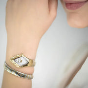 Just Cavalli Ferocious Mother of Pearl White Dial Two Tone Steel Strap Watch for Women - JC1L306M0065