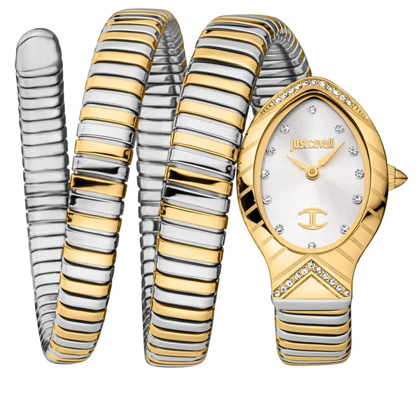 Just Cavalli Classico Lungo White Dial Two Tone Steel Strap Watch for Women - JC1L248M0055