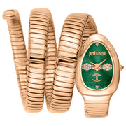 Just Cavalli Cosenza Green Dial Rose Gold Steel Strap Watch for Women - JC1L232M0045