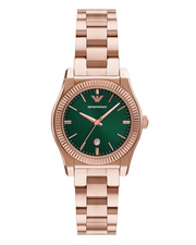 Emporio Armani Federica Analog Green Dial Rose Gold Steel Strap Watch for Women - AR11639