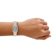 Emporio Armani Genni Crystals Silver Dial Two Tone Steel Strap Watch for Women - AR11704