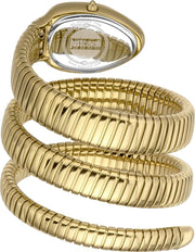 Just Cavalli Serpente Metallica Green Dial Gold Steel Strap Watch for Women - JC1L224M0045