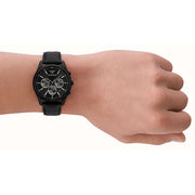 Emporio Armani Antonio Chronograph Black Dial Black Leather Strap Watch for Men - AR11583
