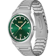 Hugo Boss Candor Green Dial Silver Steel Strap Watch for Men - 1514079