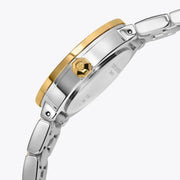 Tory Burch Reva Gold Dial Two Tone Steel Strap Watch for Women - TBW4016