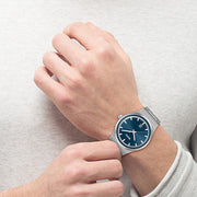 Hugo Boss Candor Blue Dial Silver Steel Strap Watch for Men - 1514076