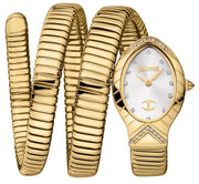 Just Cavalli Classico Lungo White Dial Gold Steel Strap Watch for Women - JC1L248M0025