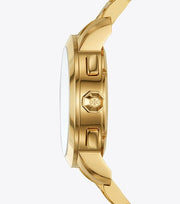 Tory Burch Classic Chronograph White Dial Gold Steel Strap Watch for Women - TBW1032