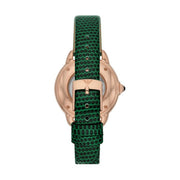 Emporio Armani Mia Meccanico Mother of Pearl Dial Green Leather Strap Watch for Women - AR60073