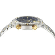 Versace Greca Logo Diver Quartz Black Dial Two Tone Steel Strap Watch for Men - VE8G00424