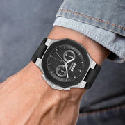 Hugo Boss Taper Chronograph Black Dial Black Leather Strap Watch for Men - 1514085